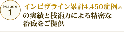 feature01 インビザライン累計4,450症例の実績と技術力による精密な治療をご提供